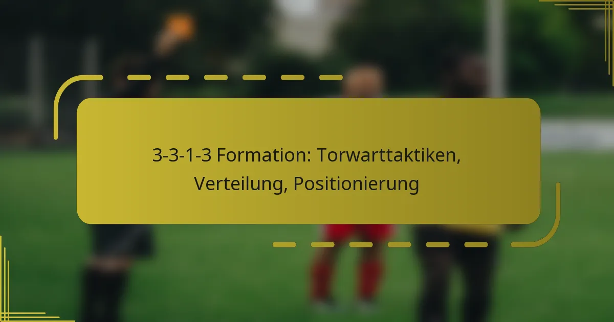 3-3-1-3 Formation: Torwarttaktiken, Verteilung, Positionierung