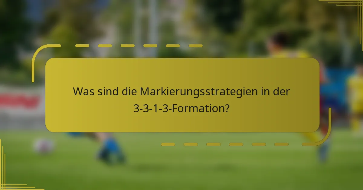 Was sind die Markierungsstrategien in der 3-3-1-3-Formation?